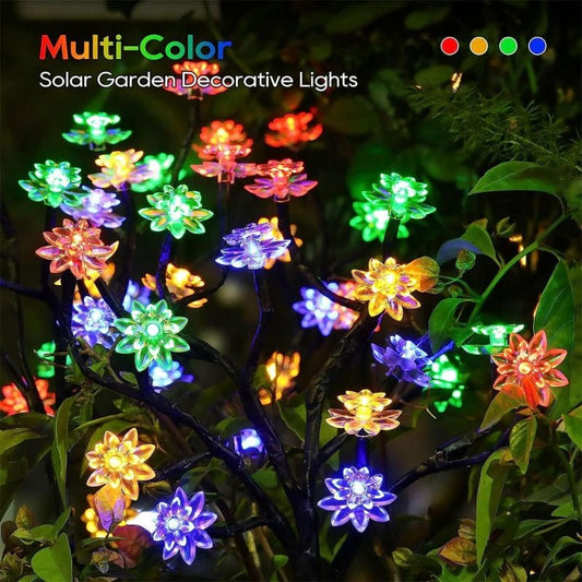 Outdoor Waterproof Cherry Blossom  Multicolor Solar Garden Lights