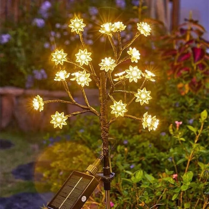 Outdoor Waterproof Cherry Blossom  Multicolor Solar Garden Lights